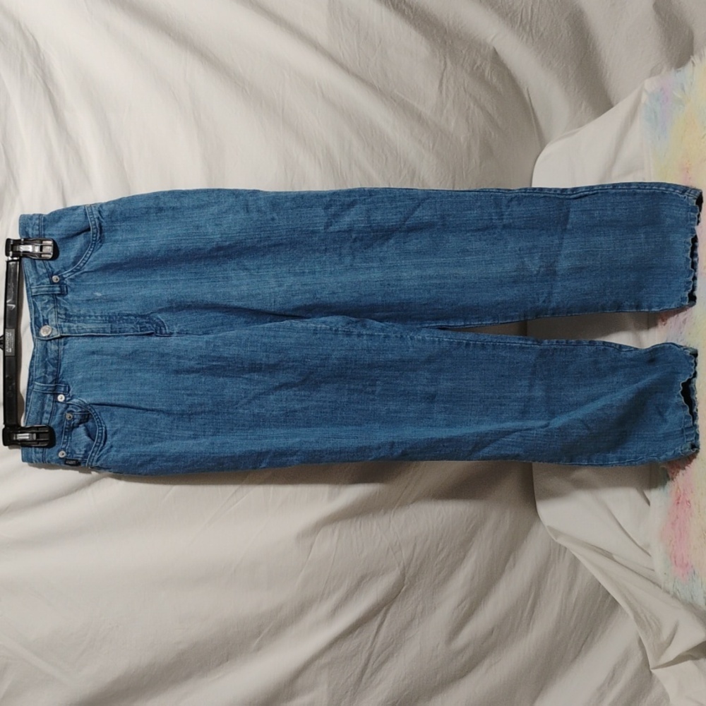 (D-17) Ralph Lauren Lauren Jeans Co. Y2K Vtg Women's Blue Linen Jeans Sz.8P